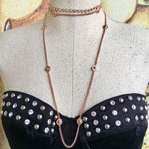 Marc Jacobs rose-gold plated long medley necklace.