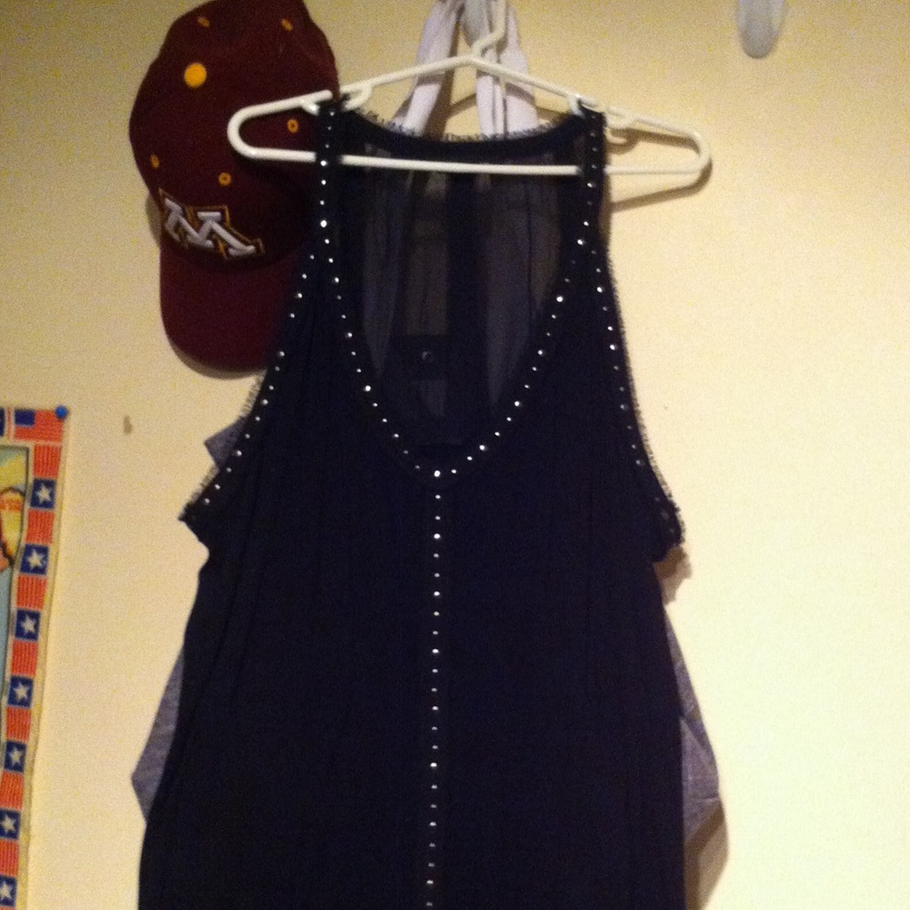 Rock & republic large black embellished tank