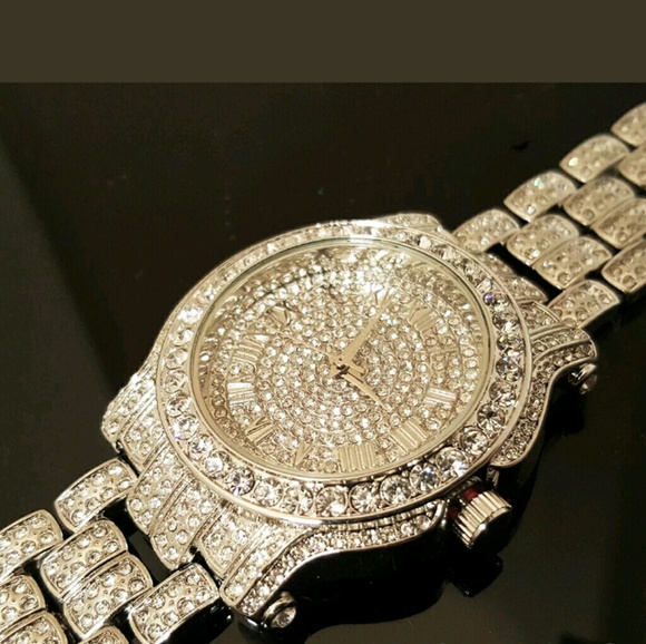 14K ICED OUT DIAMOND SIMULATED WATCH - Picture 3 of 4