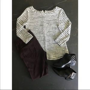 LOFT Black & White Striped Sweater
