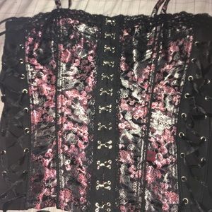 Tripp asian style corset top pink gothic emo punk