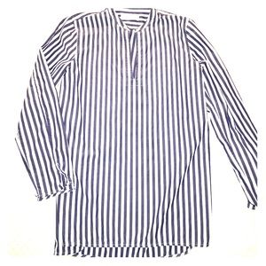 Everlane blue & white striped split-neck top 6