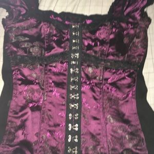 Tripp purple silk corset top gothic emo shirt