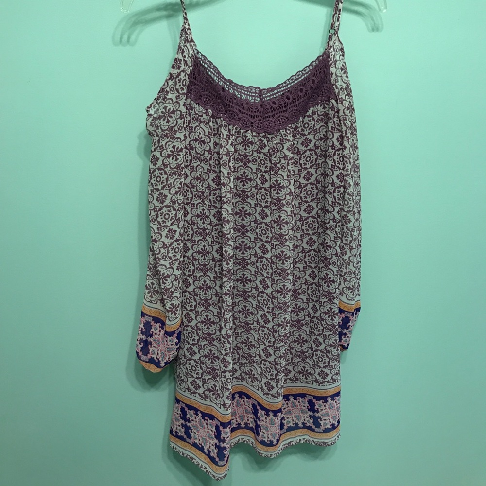 Boho shoulder cut out dress