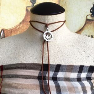 Handmade brown suede wrap around choker