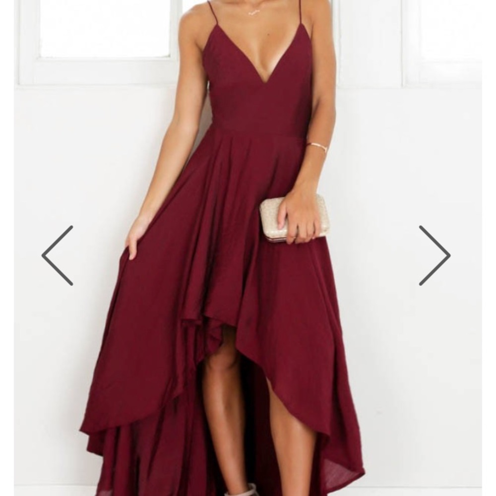 Burgandy Hi Low Dress