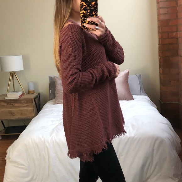 1 LEFT  - Cold Shoulder Fringe Sweater - Picture 3 of 4