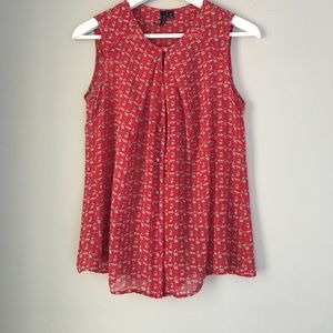 Red Nautical theme Flowy top