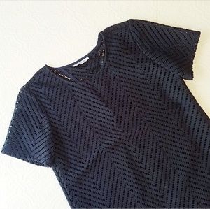 Anthropologie Waverly Grey Navy Blue Top