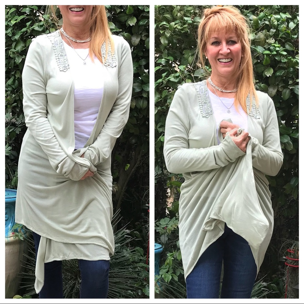 Silky Soft Crochet Back & Collar Cardigan - Picture 4 of 8