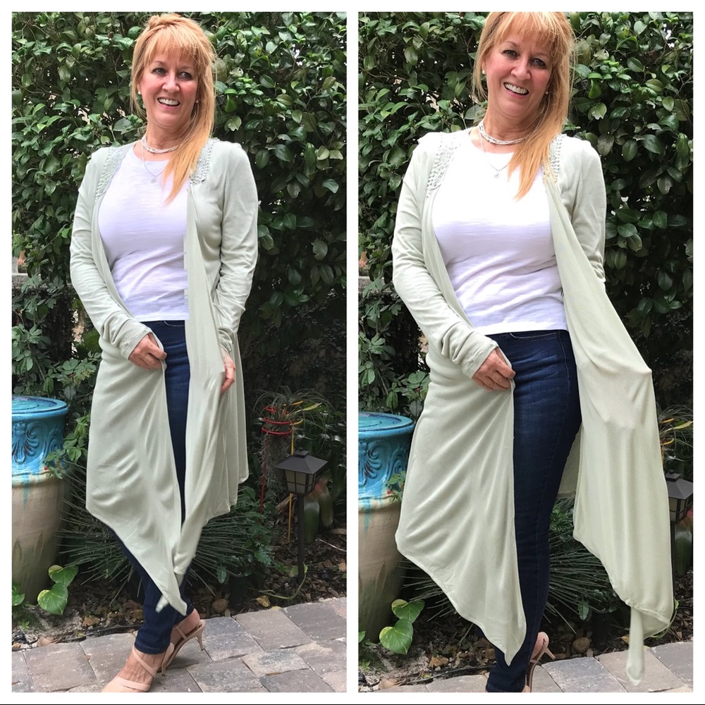 Silky Soft Crochet Back & Collar Cardigan - Picture 5 of 8