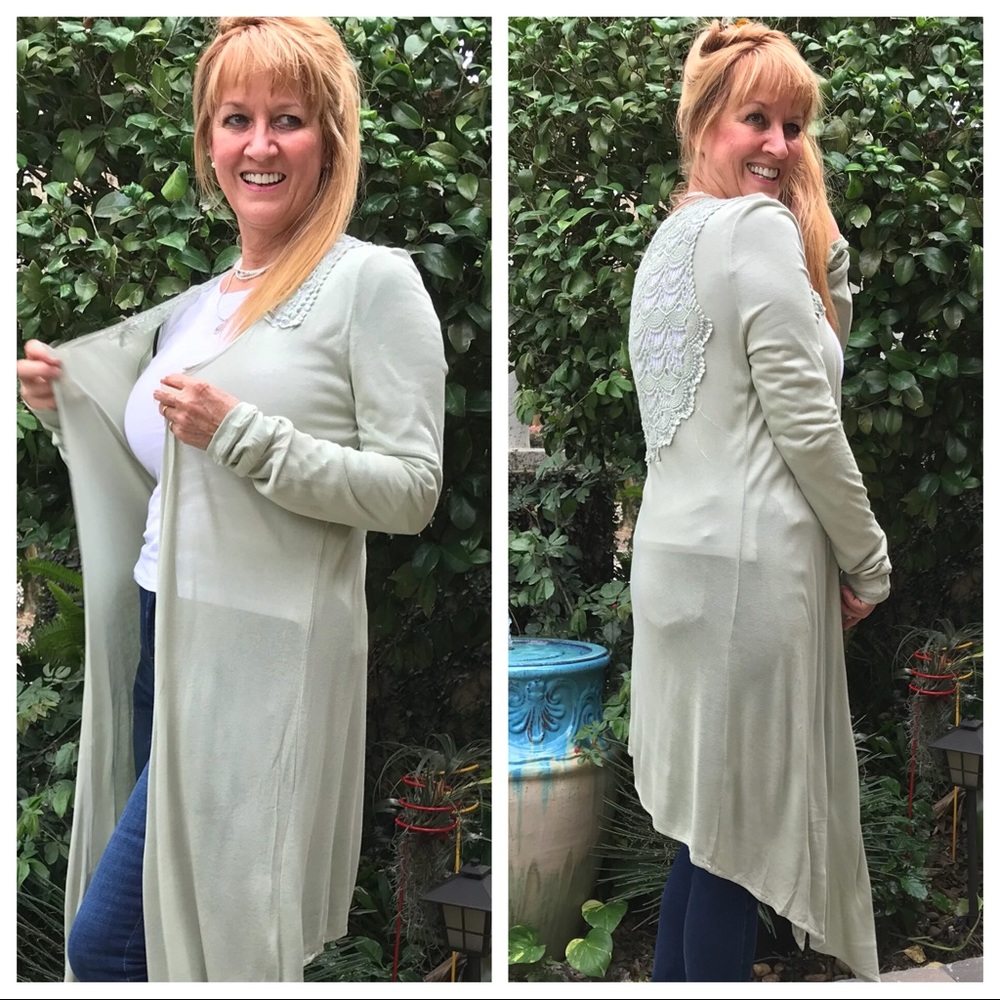 Silky Soft Crochet Back & Collar Cardigan - Picture 6 of 8