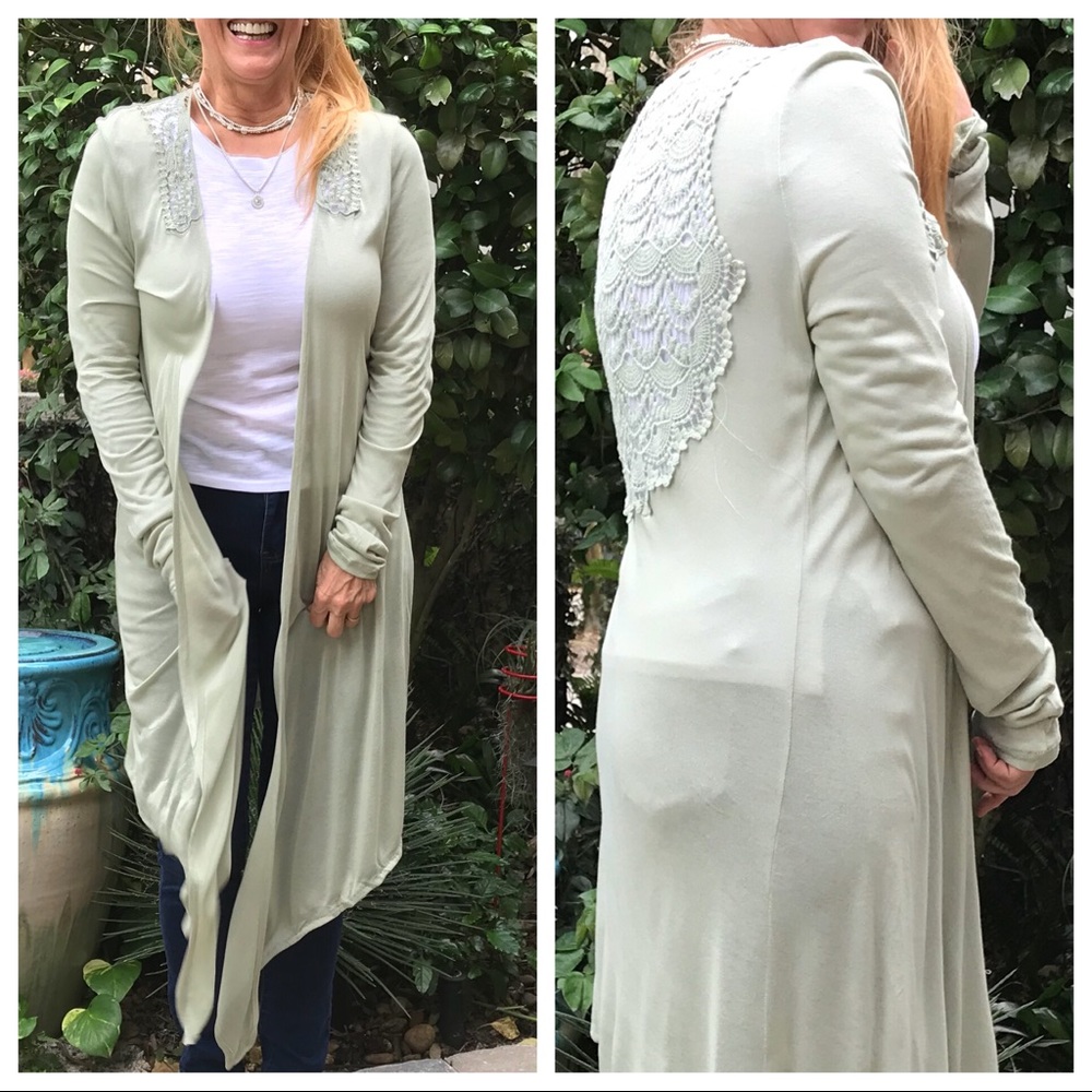 Silky Soft Crochet Back & Collar Cardigan - Picture 8 of 8