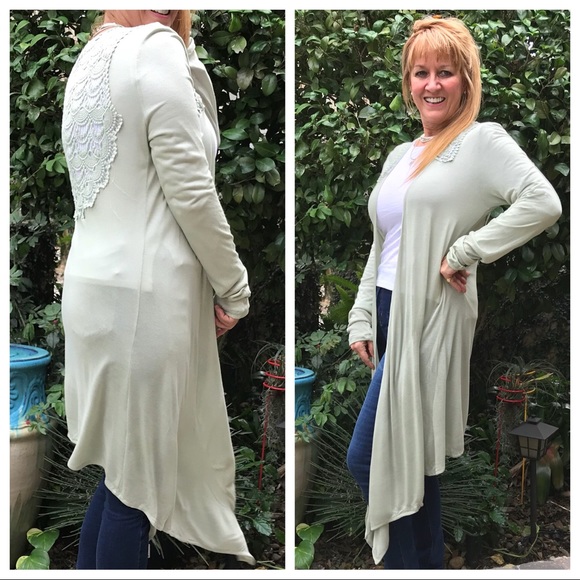 The White Lotus Boutique Sweaters - Silky Soft Crochet Back & Collar Cardigan