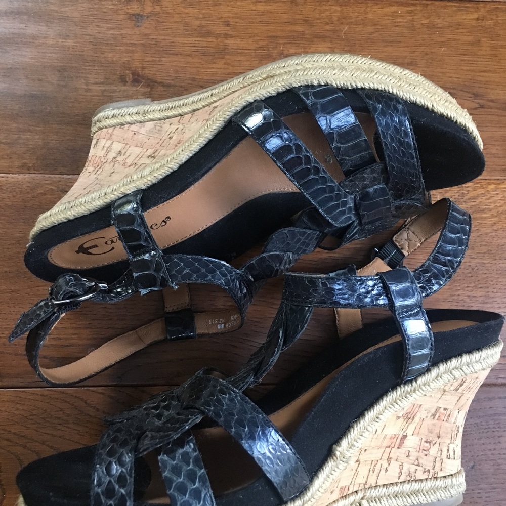 Earthies Snake  Print Wedges