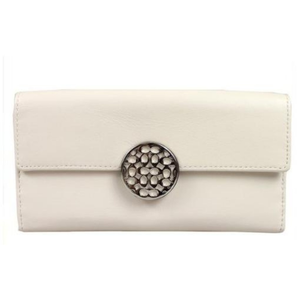 Coach Leather Slim Envelope Trifold White/Putty