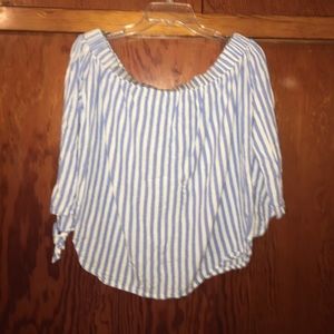 Old navy blue stripped off shoulder top