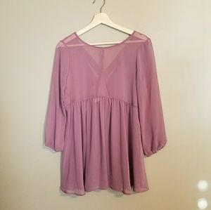 Lavender Purple Sheer Flowy Top Blouse