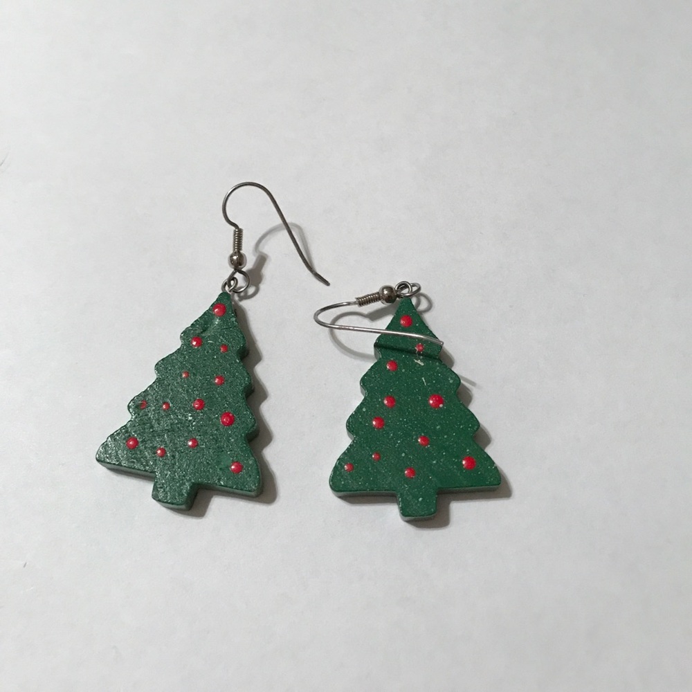 Christmas tree dangle earrings