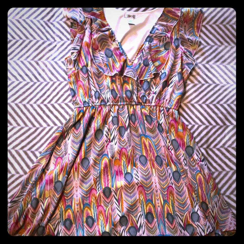 Feather print dress