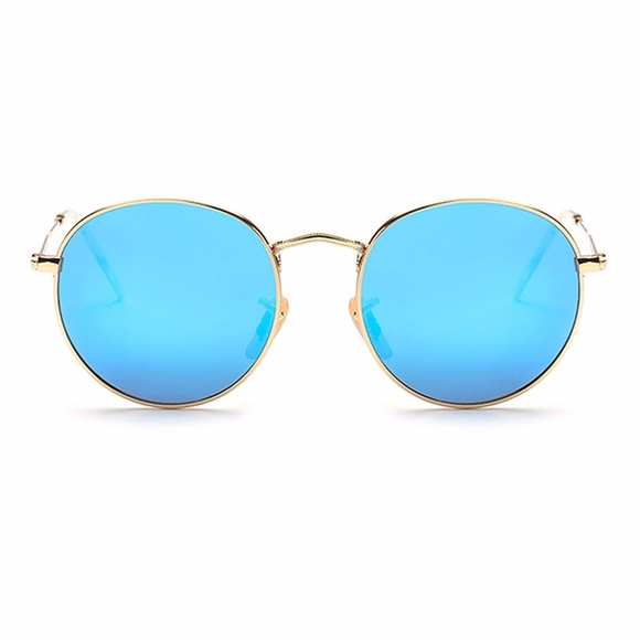 LENNON - BLUE POLARIZE ROUND MIRRORED SUNGLASSES - Picture 3 of 8