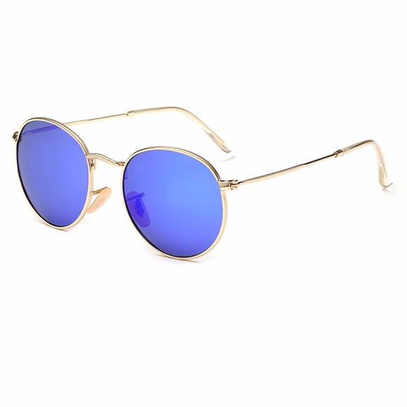 LENNON - BLUE POLARIZE ROUND MIRRORED SUNGLASSES - Picture 2 of 8