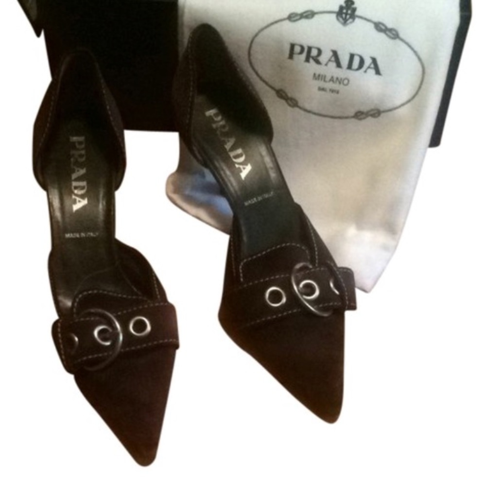 Prada Brown Suede Heels