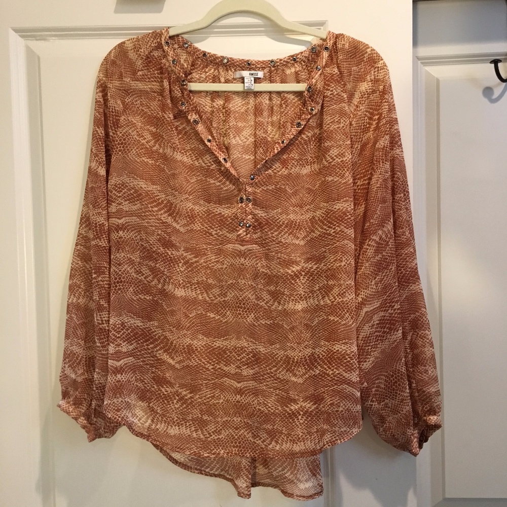 Amuse Society Rust Print Blouse