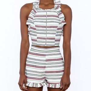 NWT L’Atiste Striped Matching Short & Crop Top Set