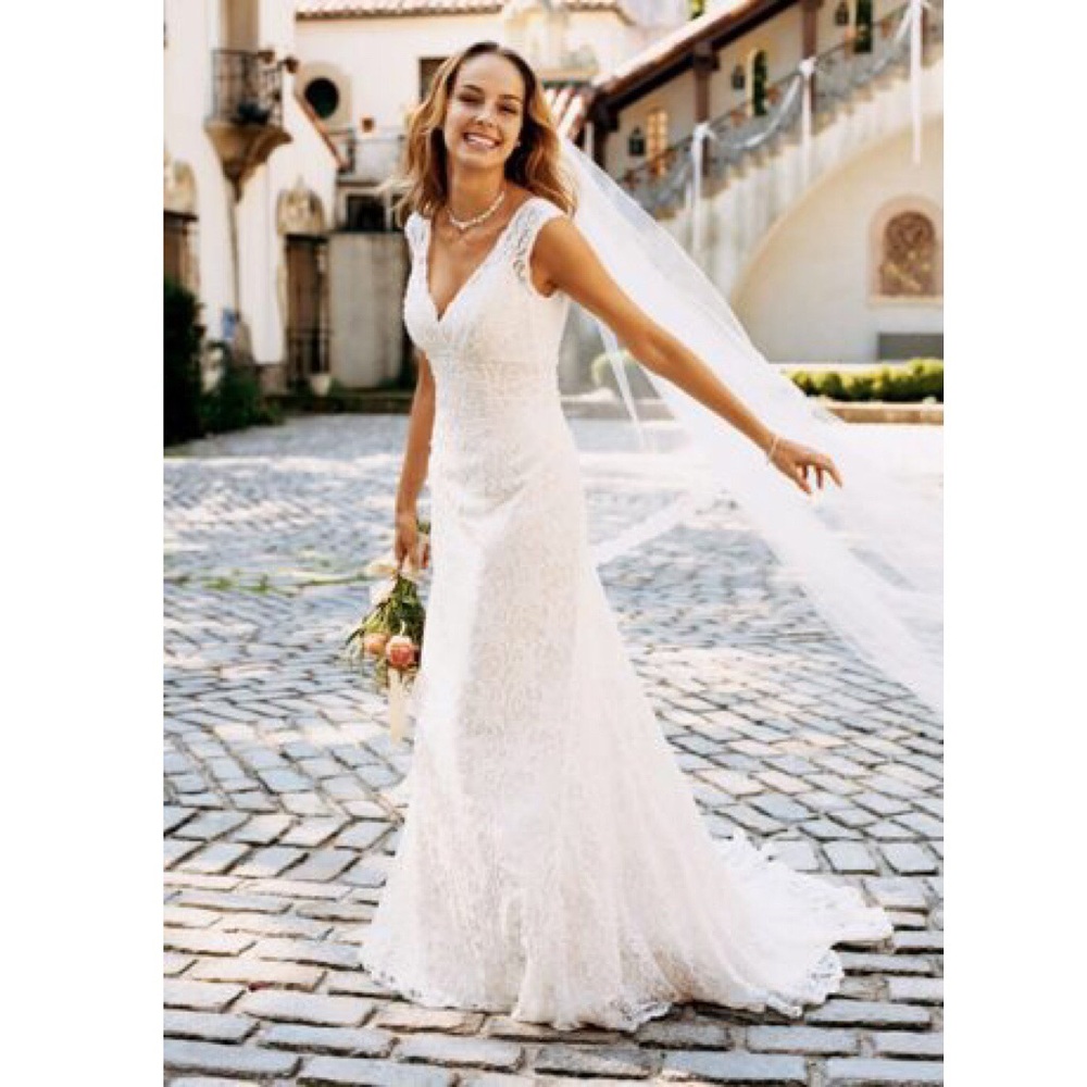 Davids Bridal ALL OVER BEADED LACE WEDDING DRESS