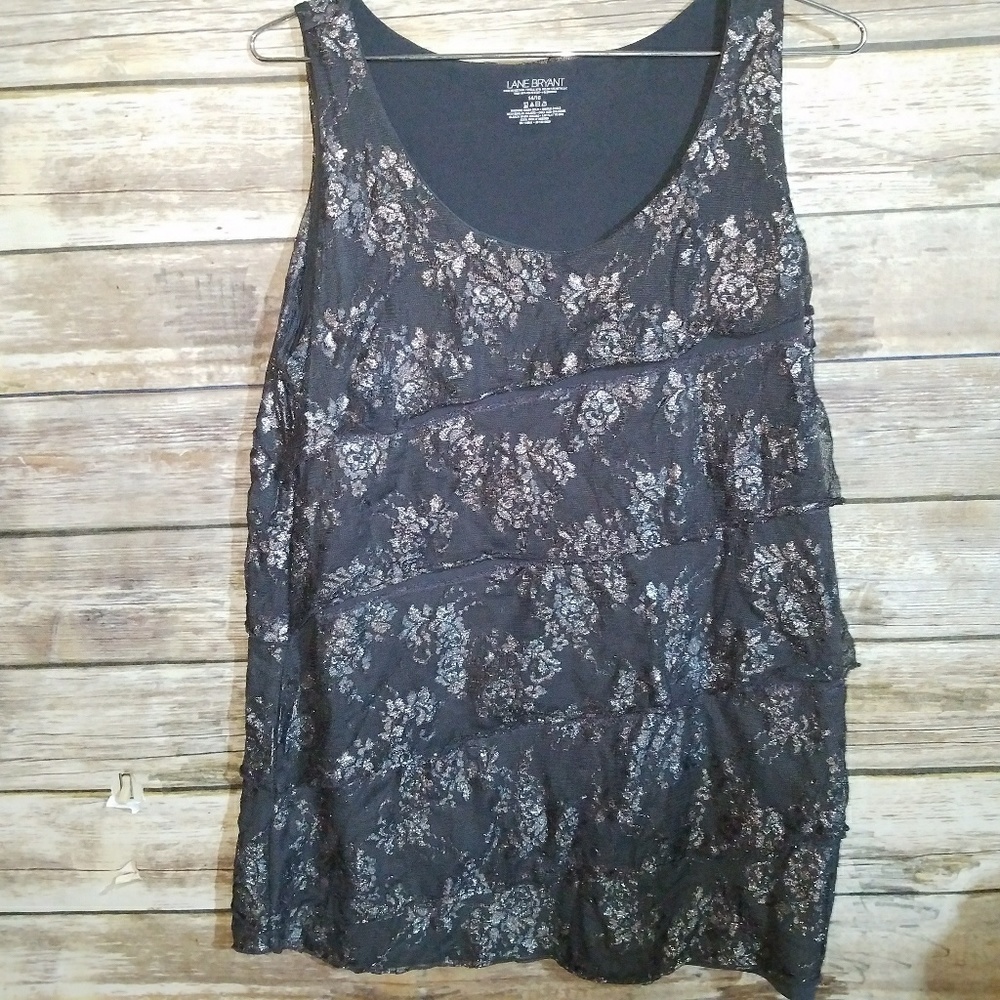 Lane Bryant Tiered Metallic Ruffle Evening blouse