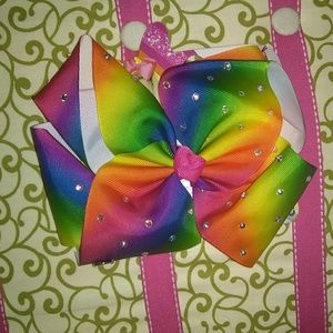Jojo siwa bow new rainbow with rhinestones