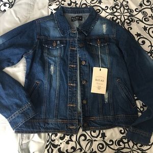 Distressed jean jacket
