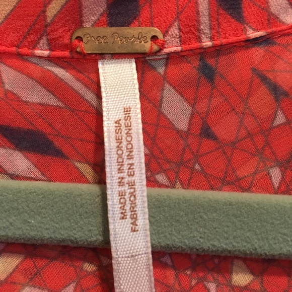 Free People Coral Geometric Print Button Blouse - Picture 3 of 6