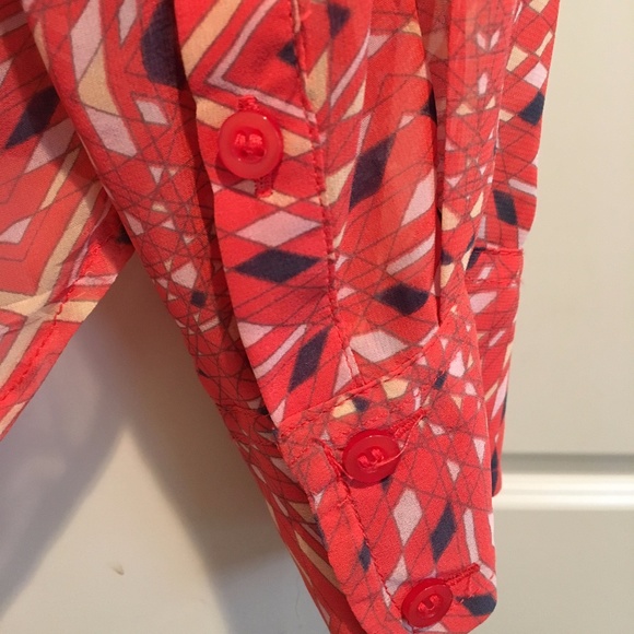 Free People Coral Geometric Print Button Blouse - Picture 5 of 6