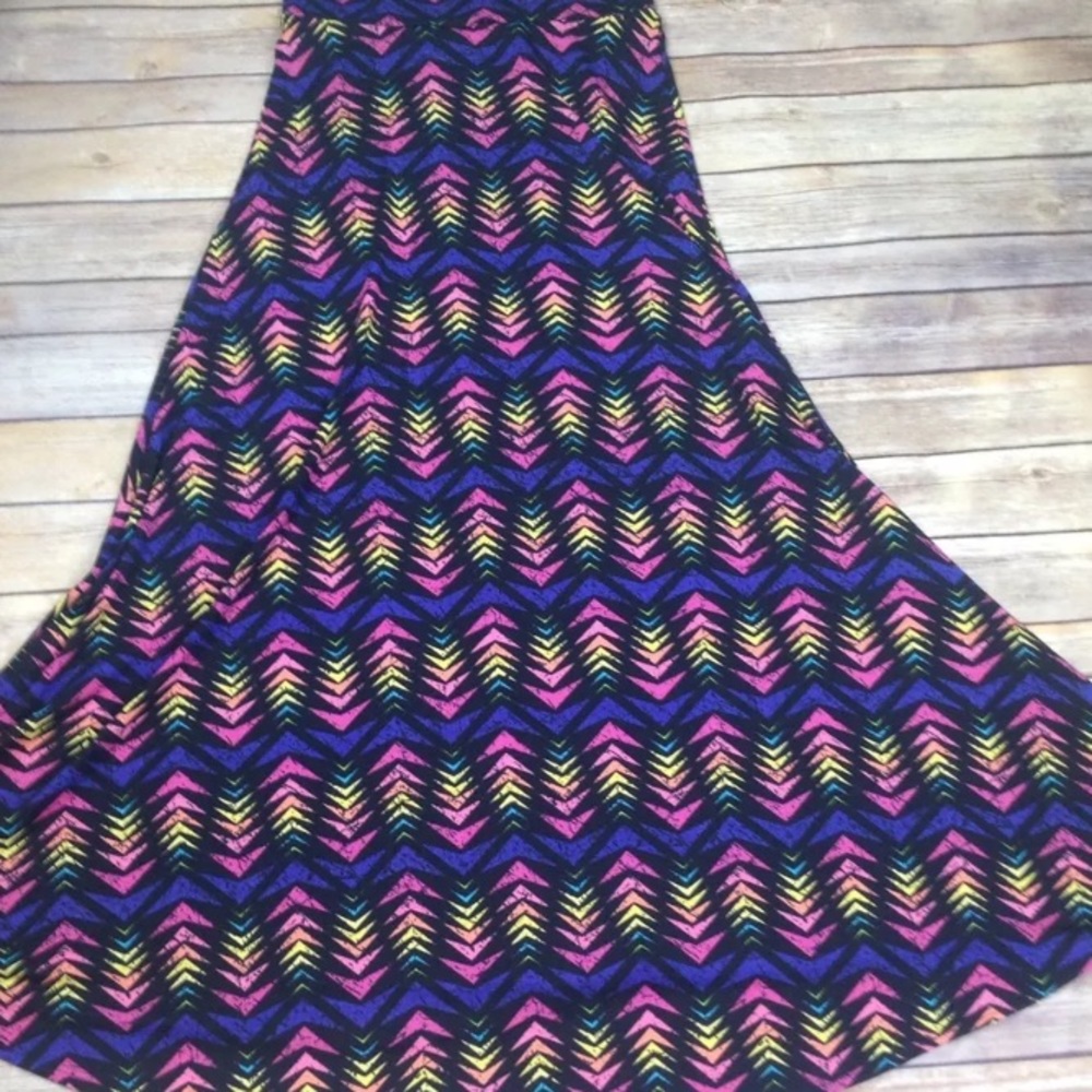 LuLaRoe XS maxi skirt black with bright colors