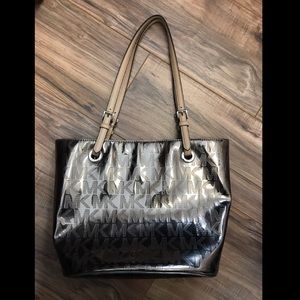 Michael Kors Silver MK Tote/Shoulder Bag