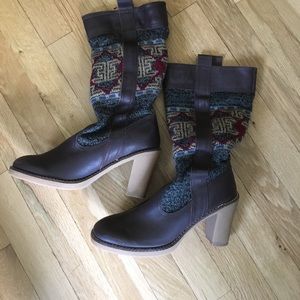 Naughty monkey sweater boots w rubber heel