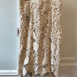 Knee length floral lace pencil skirt