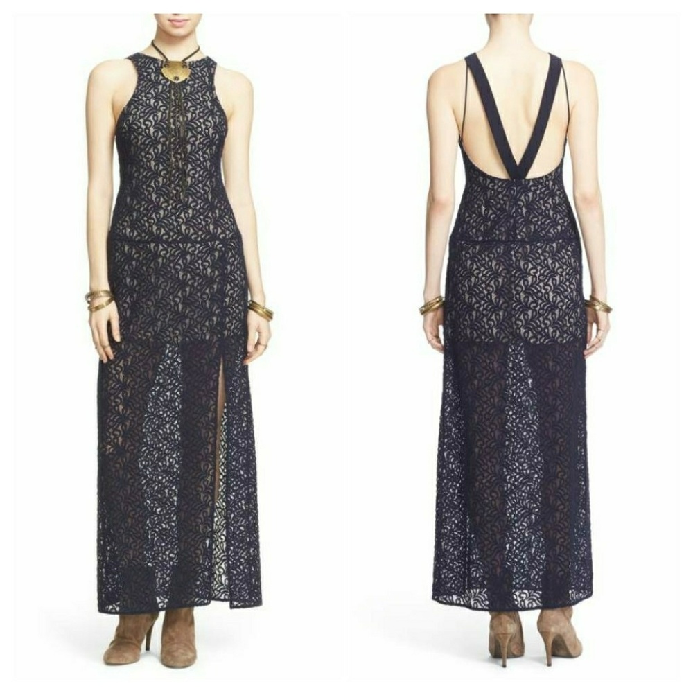 Free People Simply Lace Column Maxi Dress in Dark - Picture 6 of 9