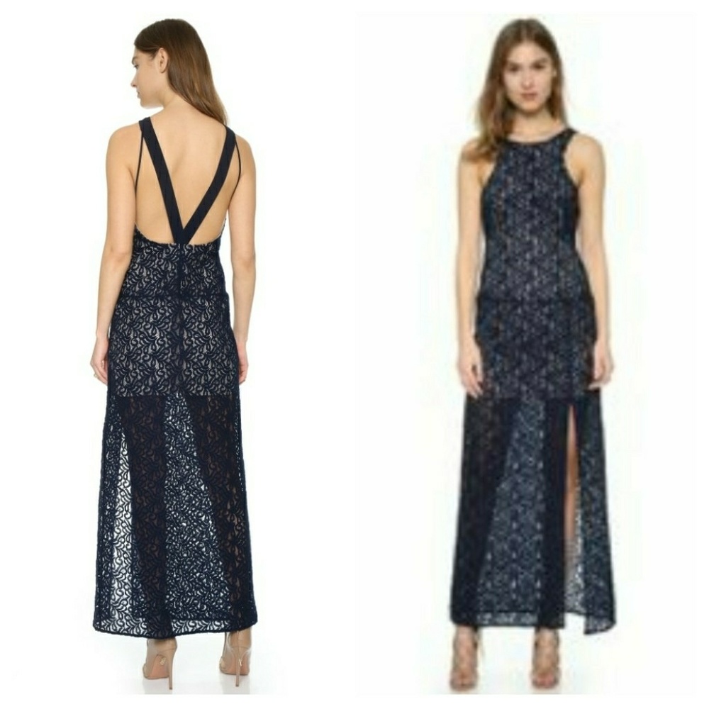 Free People Simply Lace Column Maxi Dress in Dark - Picture 5 of 9