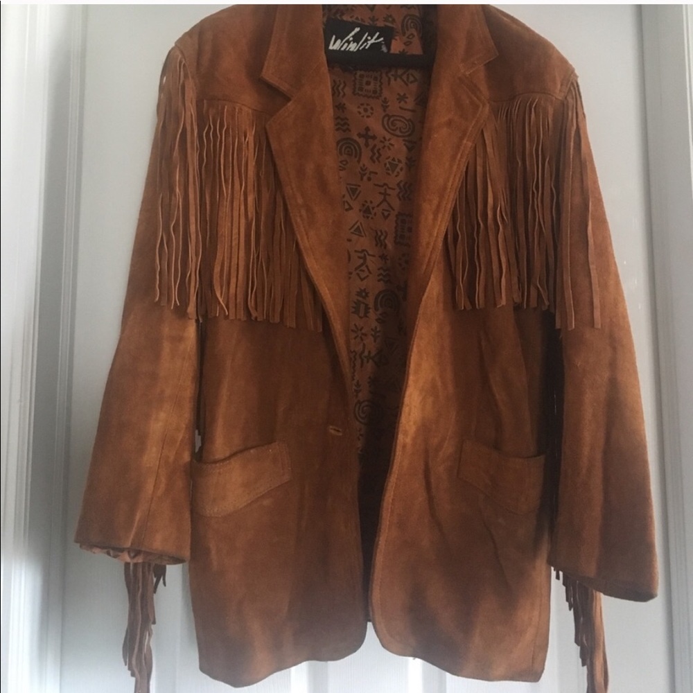 Vintage 1980’s Winlit Brown leather fringe jacket