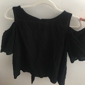 Open Back Black Cold-Shoulder Blouse
