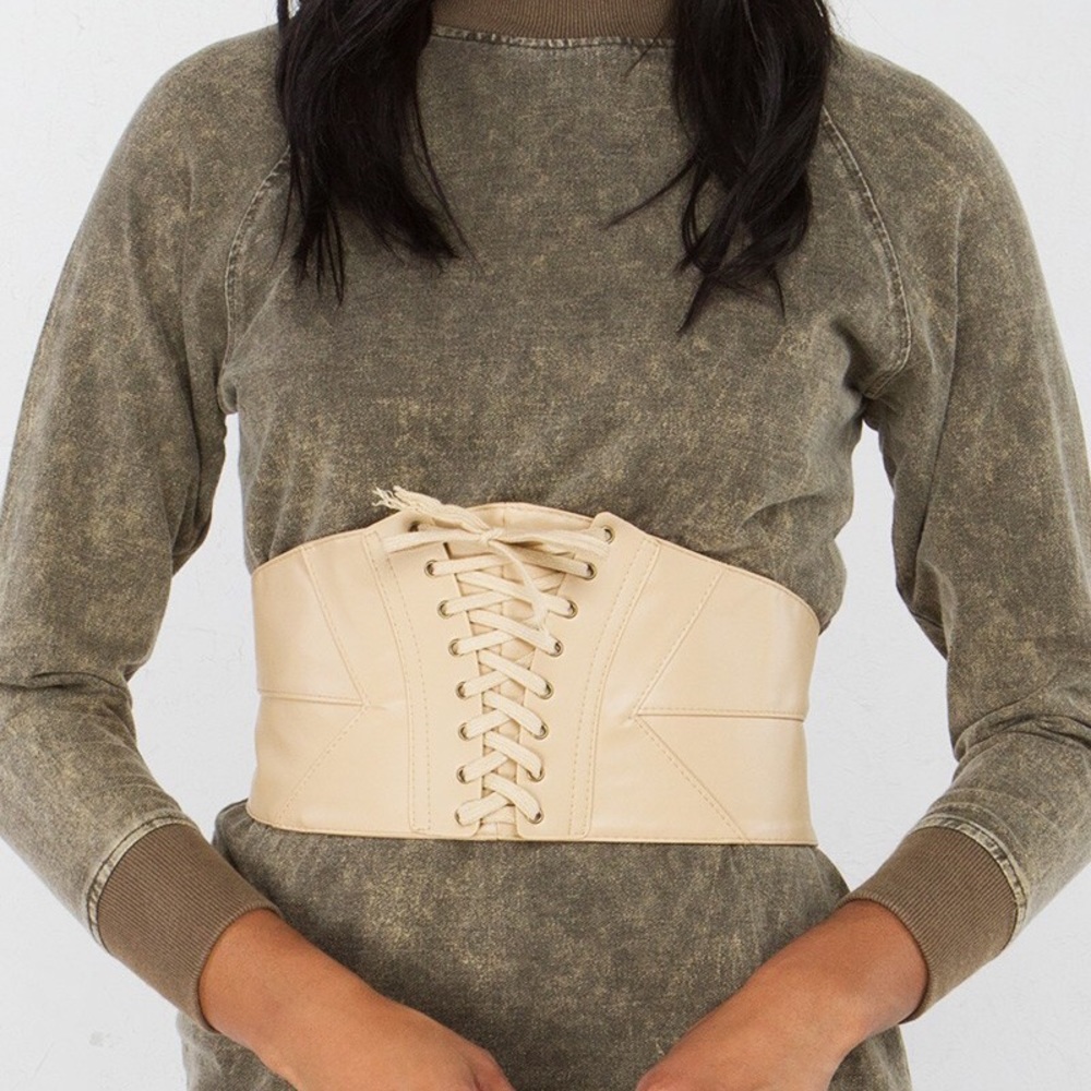 Beige corset belt