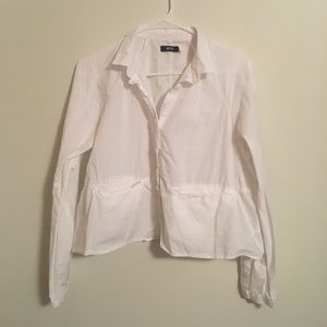 BDG WHITE COLLARED SHIRT WITH POCKETS