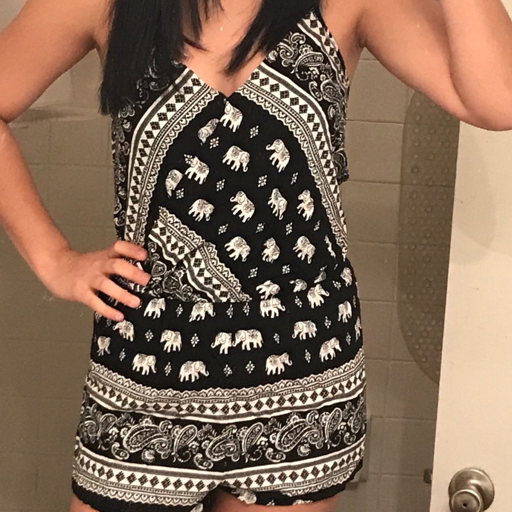 Elephant black and white dress