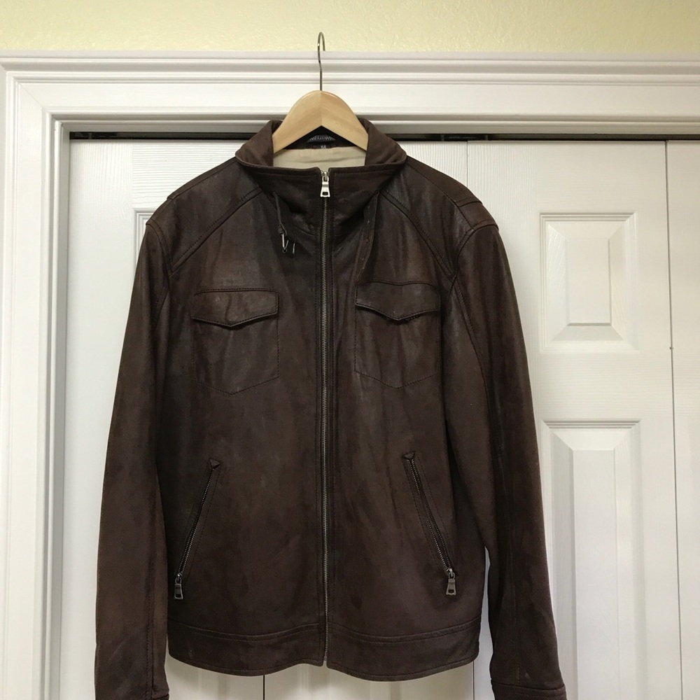 Handsome Real Leather Brown Jacket