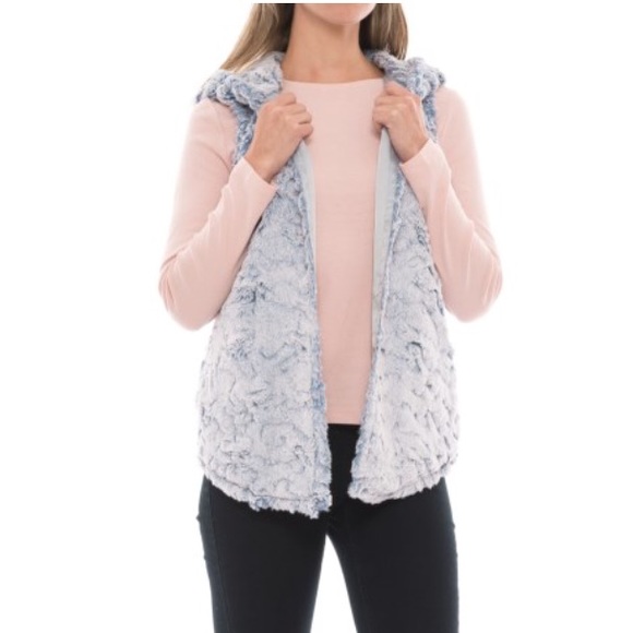 Dylan Jackets & Blazers - Fur vest with hood in Chambray by Dylan