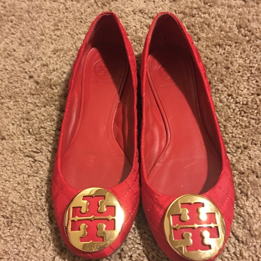 Tory Burch quilted red flats