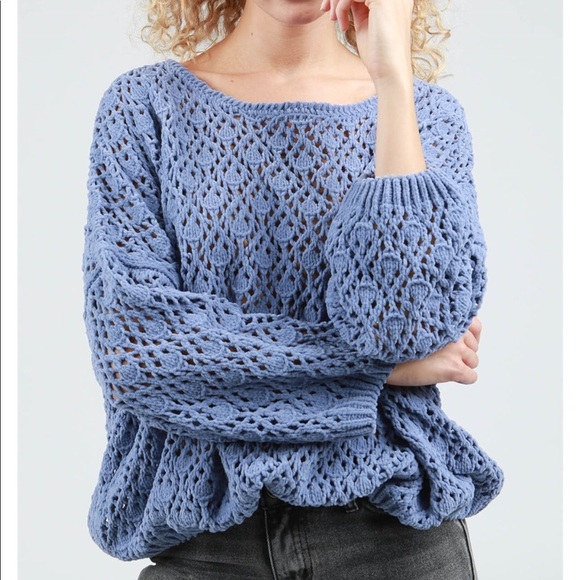 ✨LAST Trellis Dusty Blue soft Chenille Pullover - Picture 6 of 8